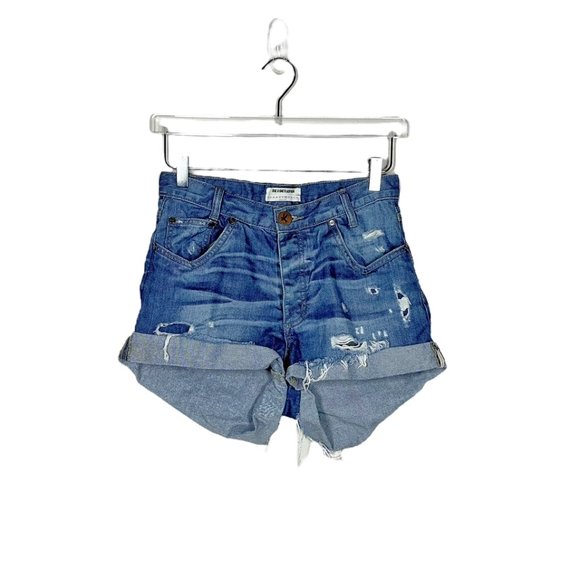 ONE x One Teaspoon | Hawks High Waisted Denim Shorts - Picture 1 of 9